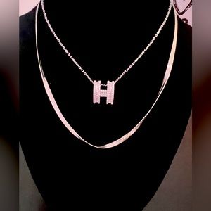 H Pendant Diamond Necklace set